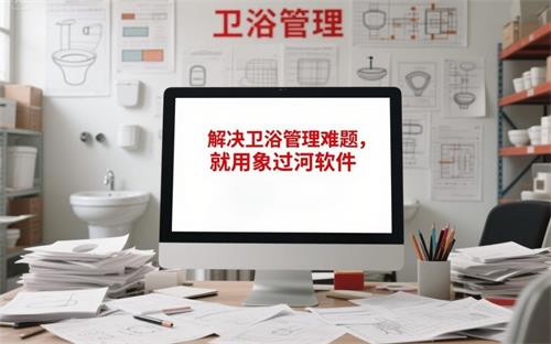 衛浴倉庫，中間出現標題“解決衛浴管理難題，就用象過河軟件”“象過河軟件”為紅色_看圖王.jpeg